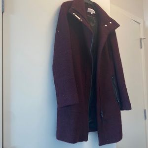 Maroon burgundy wool coat Calvin Klein